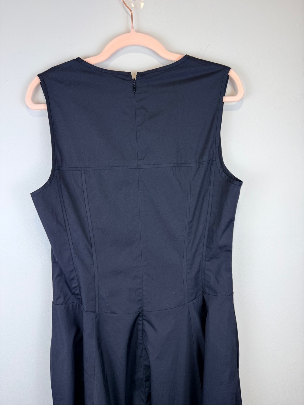 NWT Madewell Yana Midi Dress 8 Black Cotton Poplin Sleeveless Fit Flare - Picture 9 of 15